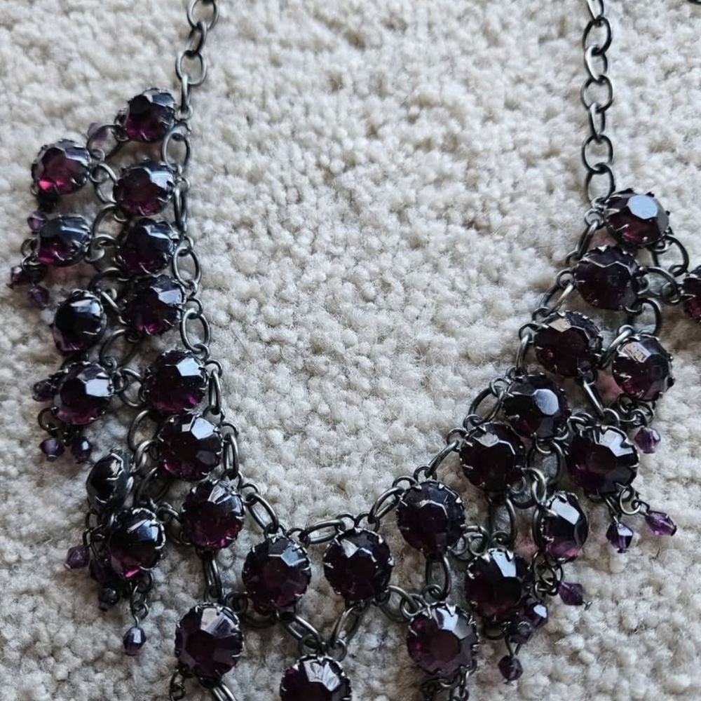Dark Ruby Red Crystal Choker Necklace - Women Jewelry